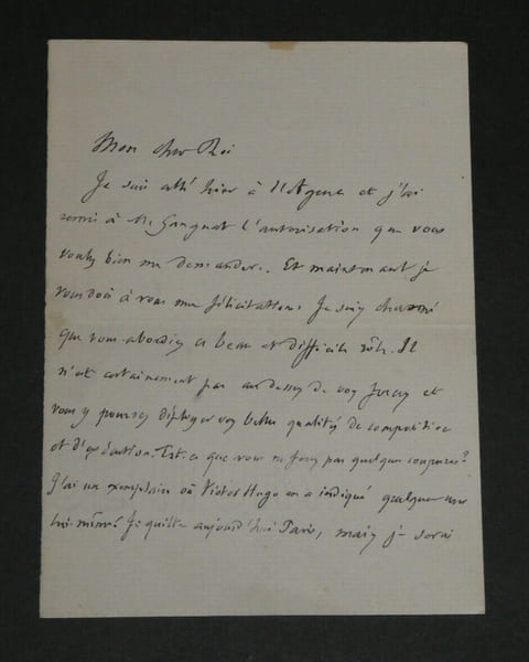 Paul Meurice - Lettre autographe sign&eacute;e. Paul Meurice