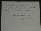 Paul Meurice - Lettre autographe sign&eacute;e. Paul Meurice