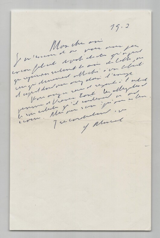 Gabriel Marcel - Lettre autographe sign&eacute;e &agrave; Thierry Maulnier. Gabriel Marcel