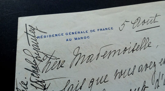 EPOUSE DU MARECHAL Hubert LYAUTEY - LETTRE AUTOGRAPHE SIGNÉE, INFIRMERIE 1925