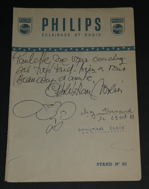 Christian MORIN, Mireille, et Georges Deux - Autographes issus d'un carnet d'autographes. Christian MORIN, Mireille, Georges Deux