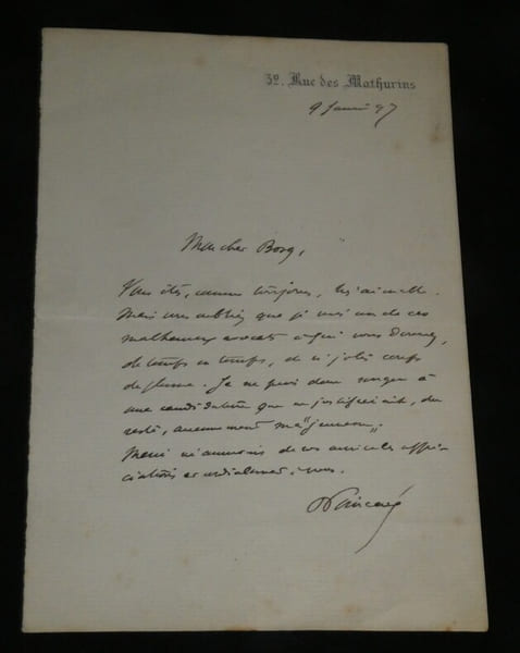 Raymond Poincar&eacute; - Lettre autographe sign&eacute;e "de jolis coups de plume" 1897. Raymond Poincar&eacute;