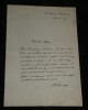 Raymond Poincar&eacute; - Lettre autographe sign&eacute;e "de jolis coups de plume" 1897. Raymond Poincar&eacute;