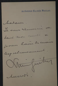 Lucien GUITRY - Lettre Autographe Signée de remerciements