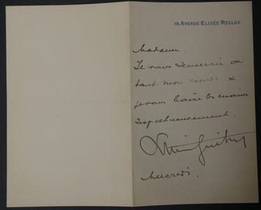 Lucien GUITRY - Lettre Autographe Signée de remerciements