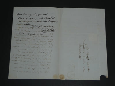 Eugène LABICHE. Lot de 7 LAS à Hippolyte LEROUX, "Le bras D'Ernest", 1856