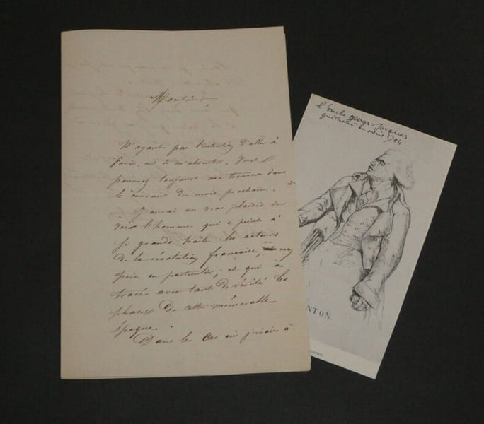 Joseph Ars&egrave;ne Danton - Lettre autographe sign&eacute;e - R&eacute;volution fran&ccedil;aise - 1841. Joseph Ars&egrave;ne Danton