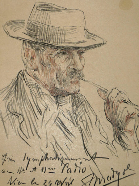 Jacques MADYOL - Dessin d'homme au chapeau sign&eacute; - Monsieur Cadio de Nice, 1913. Jacques MADYOL