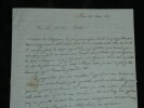Beno&icirc;t Fourneyron - Lettre autographe sign&eacute;e - Turbines & Cockerill - Paris 1837. Beno&icirc;t Fourneyron