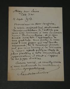 Claude Couturier - Lettre autographe signée - François Coppée - 1913