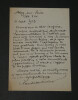 Claude Couturier - Lettre autographe sign&eacute;e - Fran&ccedil;ois Copp&eacute;e - 1913. Claude Couturier
