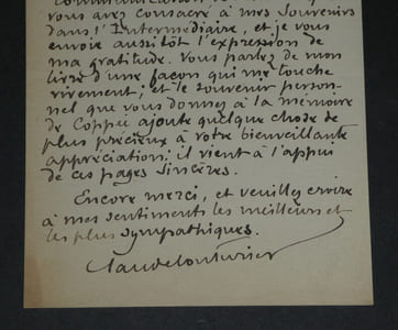 Claude Couturier - Lettre autographe signée - François Coppée - 1913