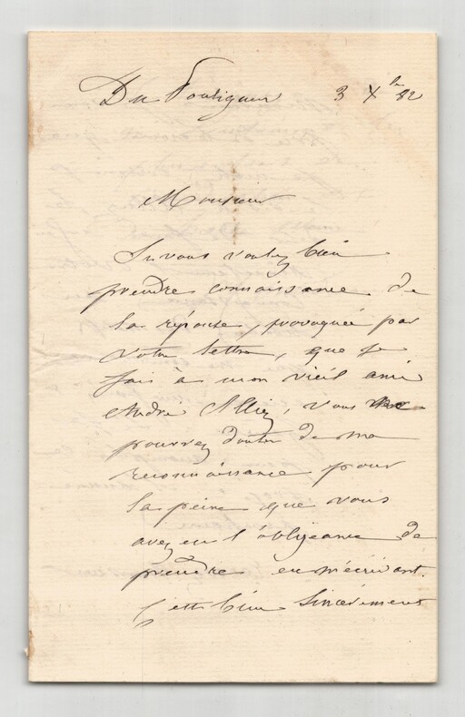 Victor Consid&eacute;rant - Lettre autographe sign&eacute;e - 1882. Victor Consid&eacute;rant