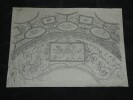 D&eacute;coration en stuc d'une vo&ucirc;te dans une tombe de la voie latine, hors de Rome — Dessin original sign&eacute;. Louis Henri Laffill&eacute;e
