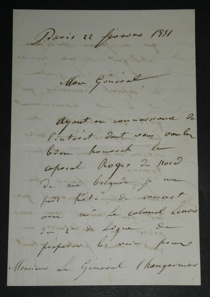 Mar&eacute;chal de Canrobert - Lettre autographe sign&eacute;e &agrave; un G&eacute;n&eacute;ral - 1851. Fran&ccedil;ois Marcellin Certain de Canrobert