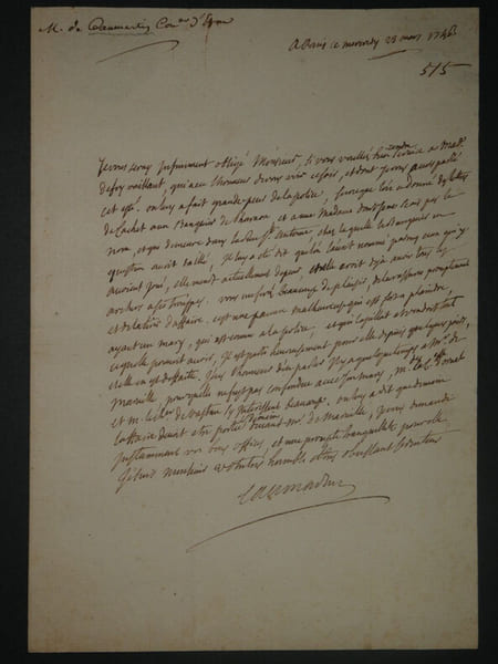 Le F&egrave;vre de CAUMARTIN - au secr&eacute;taire de Police D&eacute;on, Paris 1746. Le F&egrave;vre de Caumartin