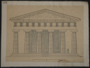 &Eacute;l&eacute;vation g&eacute;om&eacute;trale restaur&eacute;e du temple de Pos&eacute;idon &agrave; Pœstum — Dessin original sign&eacute;, encre vers 1930. Louis Henri Laffill&eacute;e