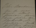Madeleine LEMAIRE - LETTRE AUTOGRAPHE SIGN&Eacute;E, pi&egrave;ce "Le Partage". Madeleine Lemaire