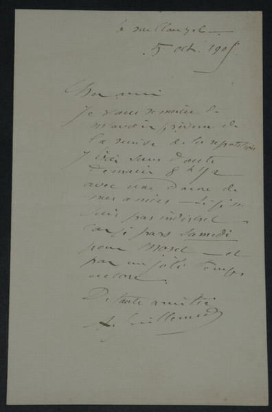 [Impressionnisme] Antoine Guillemet - Lettre autographe sign&eacute;e - 1905. Antoine GUILLEMET