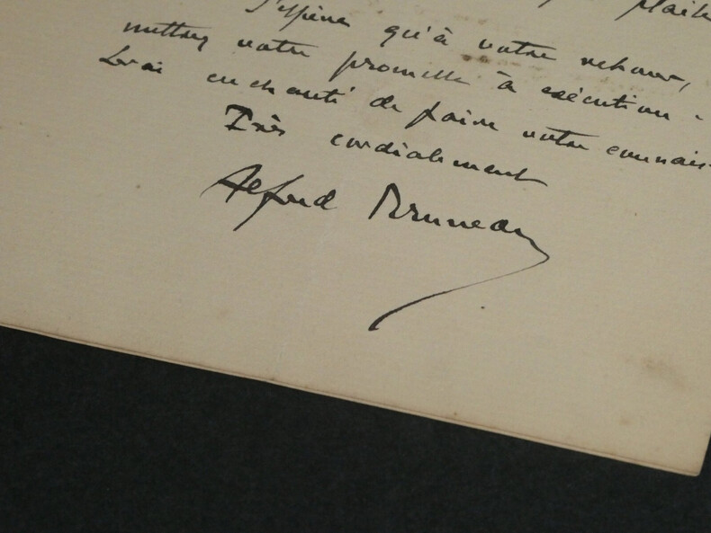 Alfred Bruneau - Lettre autographe sign&eacute;e [sur sa pi&egrave;ce Le r&ecirc;ve, Emile Zola] 1891. Alfred Bruneau