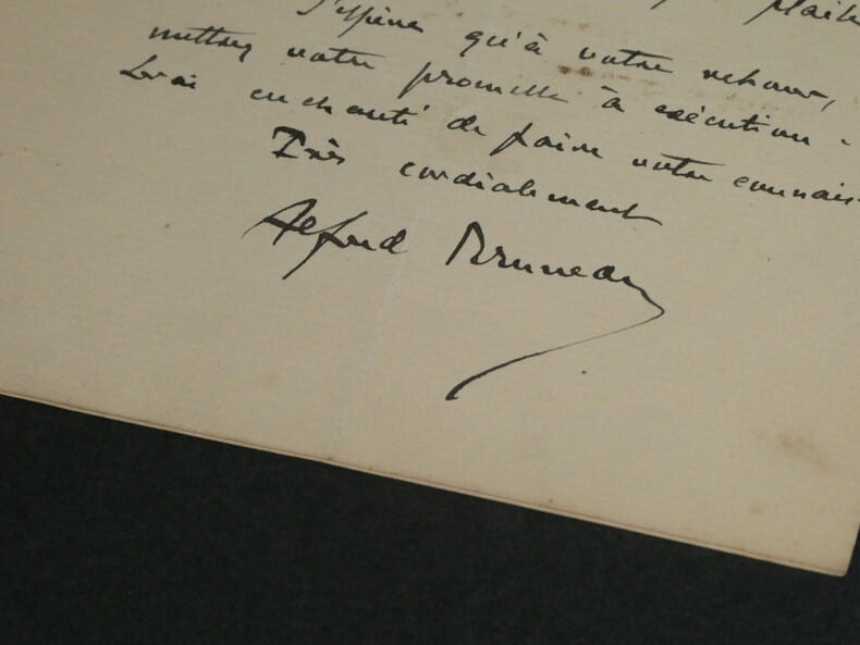 Alfred Bruneau - Lettre autographe sign&eacute;e [sur sa pi&egrave;ce Le r&ecirc;ve, Emile Zola] 1891. Alfred Bruneau