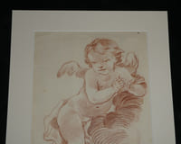 Superbe dessin original à la sanguine - Fin XVIIIe - Angelot