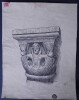 Chapiteau pseudo-cubique dans l'&eacute;glise de Saint-Di&eacute; (Vosges) — Dessin original sign&eacute;, encre, vers 1930. Louis Henri Laffill&eacute;e