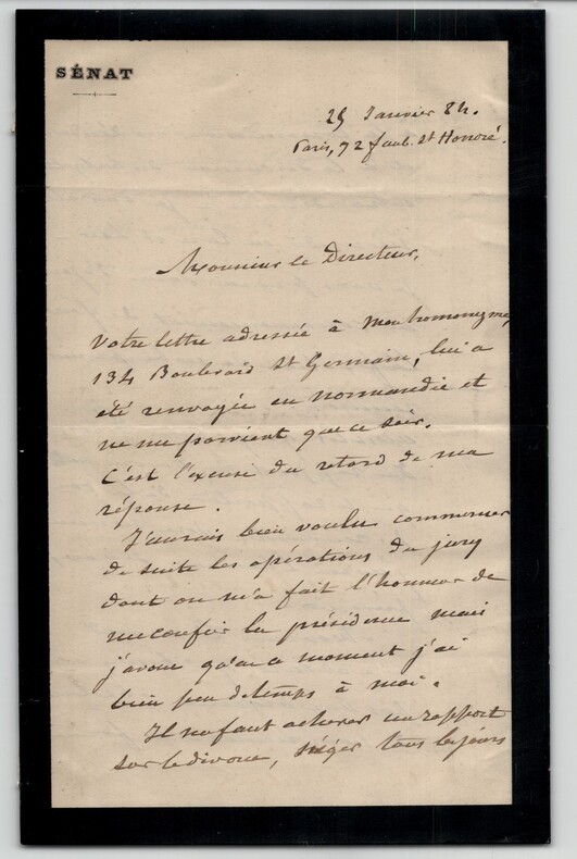 &Eacute;mile Labiche - Lettre autographe sign&eacute;e &eacute;crite pour "le Directeur" "Projets". &Eacute;mile Labiche