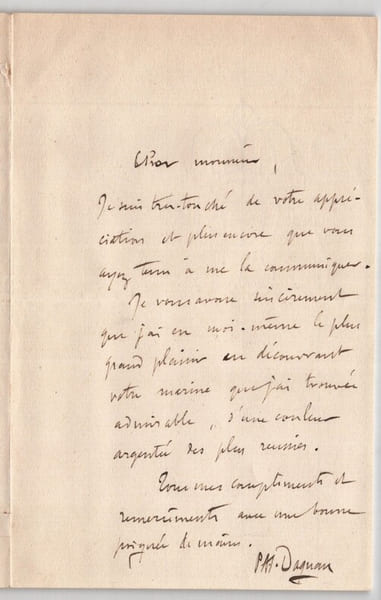 Pascal-Adolphe-Jean Dagnan-Bouveret, peintre - Lettre autographe sign&eacute;e, &eacute;loge d'une marine admir&eacute;e - 1899. Pascal-Adolphe-Jean Dagnan-Bouveret