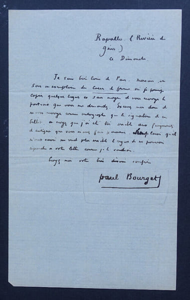Paul BOURGET - LETTRE AUTOGRAPHE SIGN&Eacute;E. Paul BOURGET