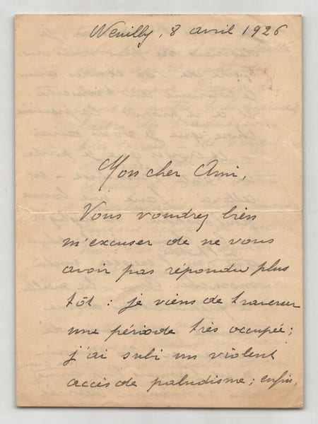 L&eacute;on Cathlin - Lettre autographe sign&eacute;e &agrave; un ami - 4 pages - Neuilly, 1926. L&eacute;on Cathlin
