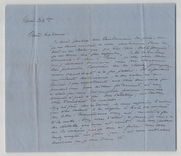 Gabrielle R&eacute;val - Lettre autographe sign&eacute;e "Premiers lauriers de la Gloire". Gabrielle R&eacute;val