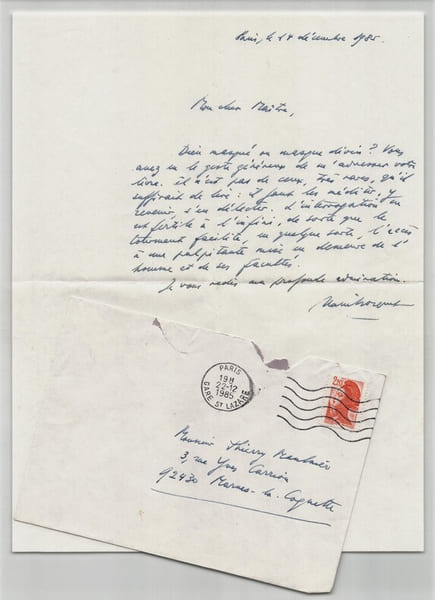 Alain Bosquet - Lettre autographe sign&eacute;e &agrave; Thierry Maulnier - Dieu Masqu&eacute; - 1985. Alain Bosquet