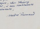 Andr&eacute; Frossard - Lettre autographe sign&eacute;e &agrave; Thierry Maulnier - Acad&eacute;mie - 1985. Andr&eacute; Frossard