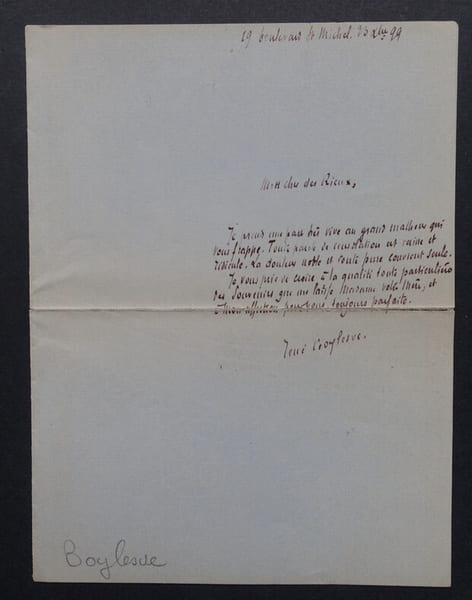 Ren&eacute; BOYLESVE, Ecrivain - LETTRE AUTOGRAPHE SIGN&Eacute;E, 1899. Ren&eacute; BOYLESVE