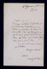 Pascal DAGNAN-BOUVERET - LETTRE AUTOGRAPHE SIGN&Eacute;E, 1891. Pascal DAGNAN-BOUVERET