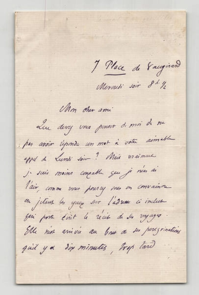 James Darmesteter - Lettre autographe sign&eacute;e "Inconnu au Coll&egrave;ge de France". James Darmesteter