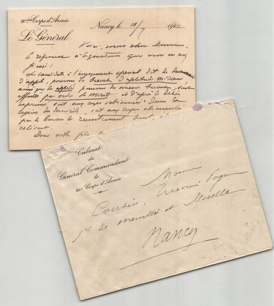 G&eacute;n&eacute;ral Paul-Henri Goetschy - Carte lettre autographe sign&eacute;e - Nancy 1911. Paul-Henri Goetschy
