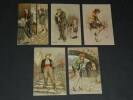 5 Cartes postales portraits de femmes curiosa sign&eacute;es Laporte, "Bas fonds de Paris". Laporte