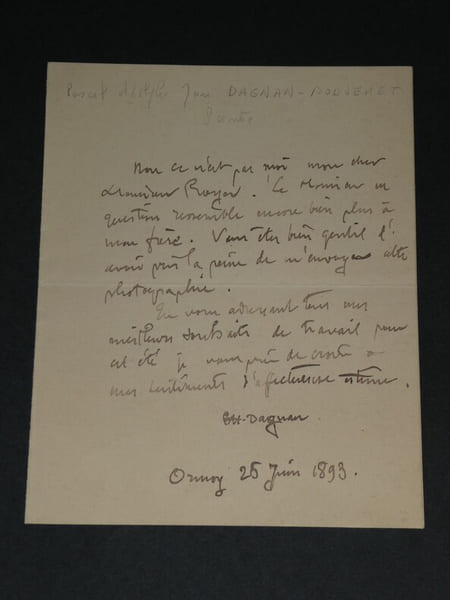 Pascal Dagnan Bouveret Peintre- LETTRE AUTOGRAPHE SIGN&Eacute;E &agrave; M Royer, Ormoy, 1893. Pascal Dagnan-Bouveret