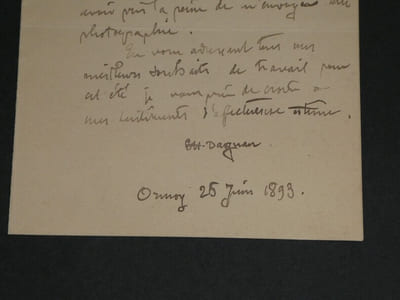 Pascal Dagnan Bouveret Peintre- LETTRE AUTOGRAPHE SIGNÉE à M Royer, Ormoy, 1893