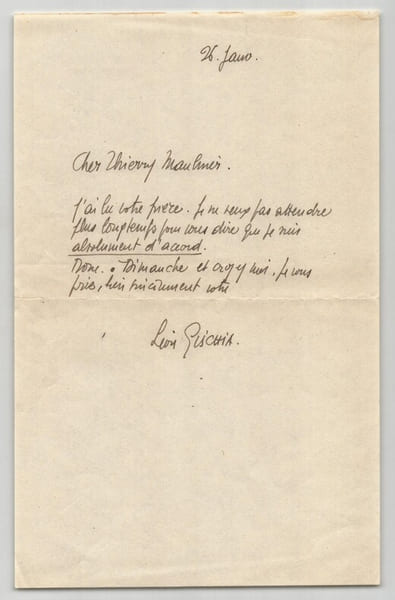 L&eacute;on Gischia Lettre autographe sign&eacute;e &agrave; Thierry Maulnier Peintre &Eacute;cole de Paris. L&eacute;on Gischia