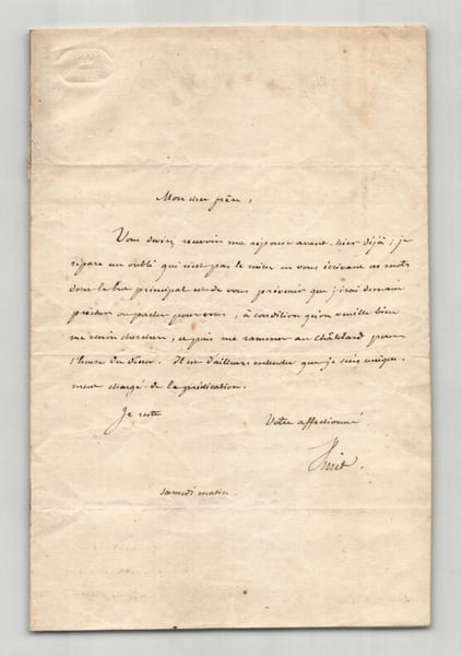 Alexandre Vinet Lettre autographe sign&eacute;e Ministre Colomb Le Ch&acirc;telard Vevey 1840. Alexandre Vinet
