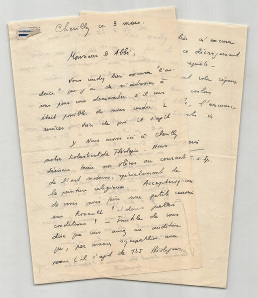 Lucien Deiss - Lettre autographe sign&eacute;e &agrave; l'Abb&eacute; Morel. Lucien Deiss