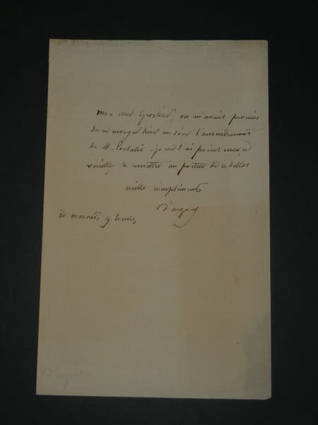 Lettre autographe sign&eacute;e concernant l'amendement de Monsieur Portalis. Apollinaire d'ARGOUT