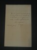 Lettre autographe sign&eacute;e concernant l'amendement de Monsieur Portalis. Apollinaire d'ARGOUT