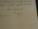 Lettre autographe sign&eacute;e concernant l'amendement de Monsieur Portalis. Apollinaire d'ARGOUT