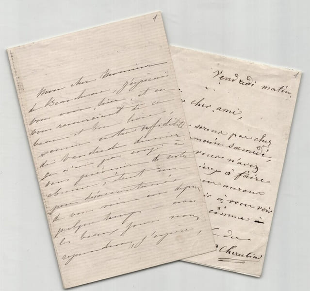 Carlo Ch&eacute;rubini - Lettre autographe sign&eacute;e & une L.A.S de son &eacute;pouse - 1936. Carlo Ch&eacute;rubini