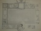 Dessin &agrave; l'encre - Encadrement ornemental avec motifs et blason, inscription "Maison Royale Carol", XIX &egrave;me.. Anonyme