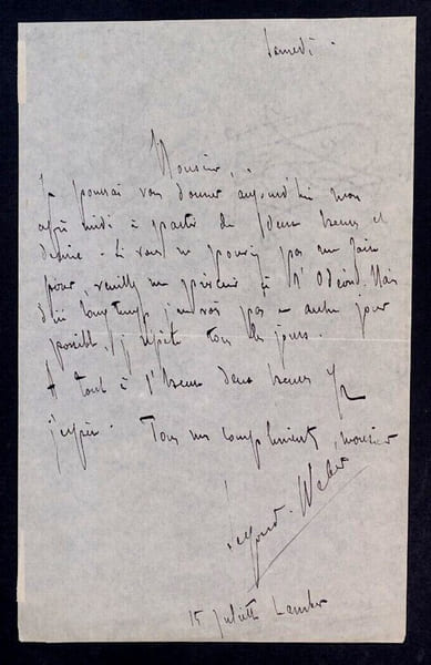 Caroline-Eug&eacute;nie SEGONG-WEBER, Actrice de th&eacute;&acirc;tre - LETTRE AUTOGRAPHE SIGN&Eacute;E. Caroline-Eug&eacute;nie SEGONG-WEBER